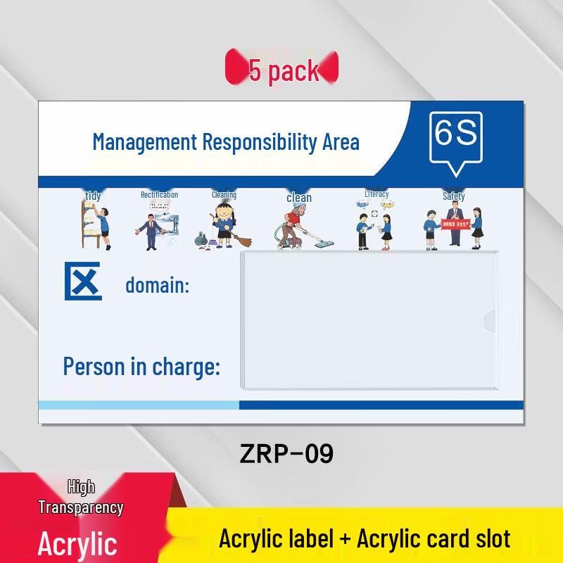 Acrylic Card Insert 6S Responsibility Sign