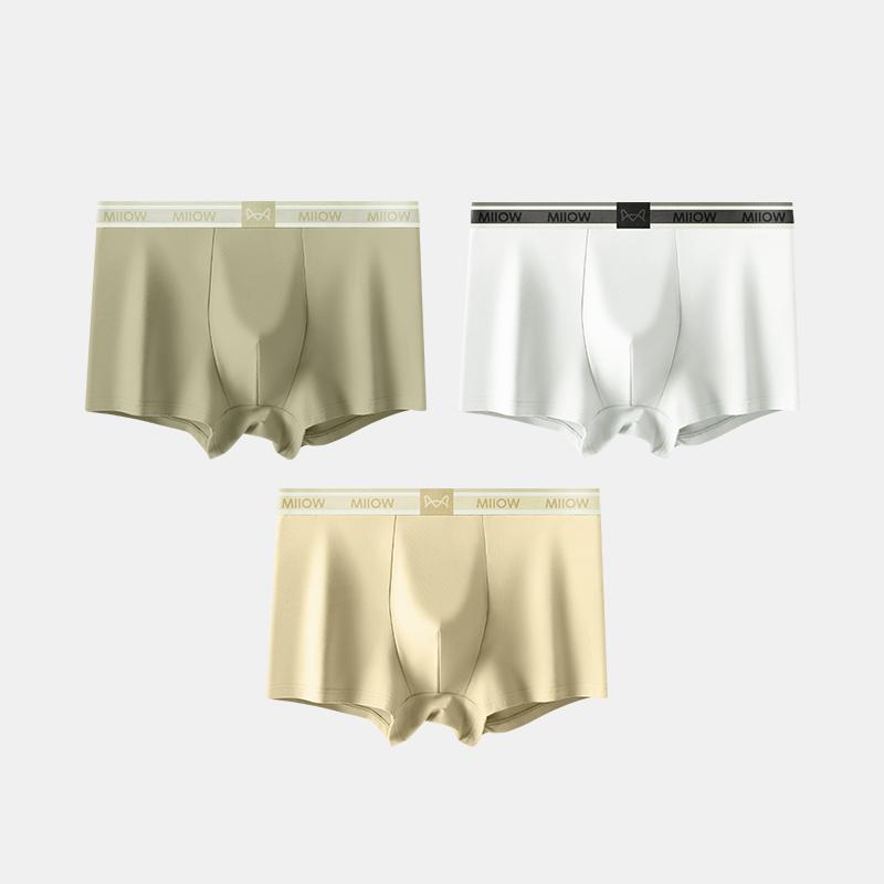 MiiOW 3 Stück Herren Unterwäsche Graphen Antibakterielle Unterwäsche Weiche und Bequeme Baumwollunterwäsche Flache Eckunterwäsche L-5XL
