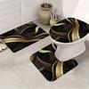 4Pcs Golden Swirl Shower Curtain Set with Non-Slip Bath Mat, Toilet Lid Cover, Contour Rug & 12 Hooks, Bathroom Decor