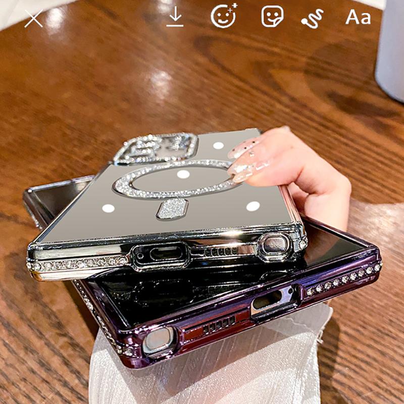 Fashion Bling Glitter Diamond Clear Case For Samsung Galaxy S24 Plus S23 S22 Ultra For Magsafe Wireless Charge Silicone Cover