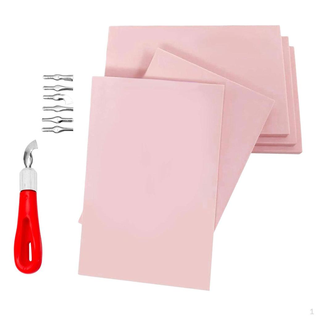 5 Pieces Rubber Carving Blocks DIY Stamp Sheet Soft Stamping Block Engraving