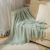 Knitted Throw Blanket Soft Cozy for Couch Yellow Living Room Home Decor Outdoor Lightweight Blanket with Tassels Warm Woven