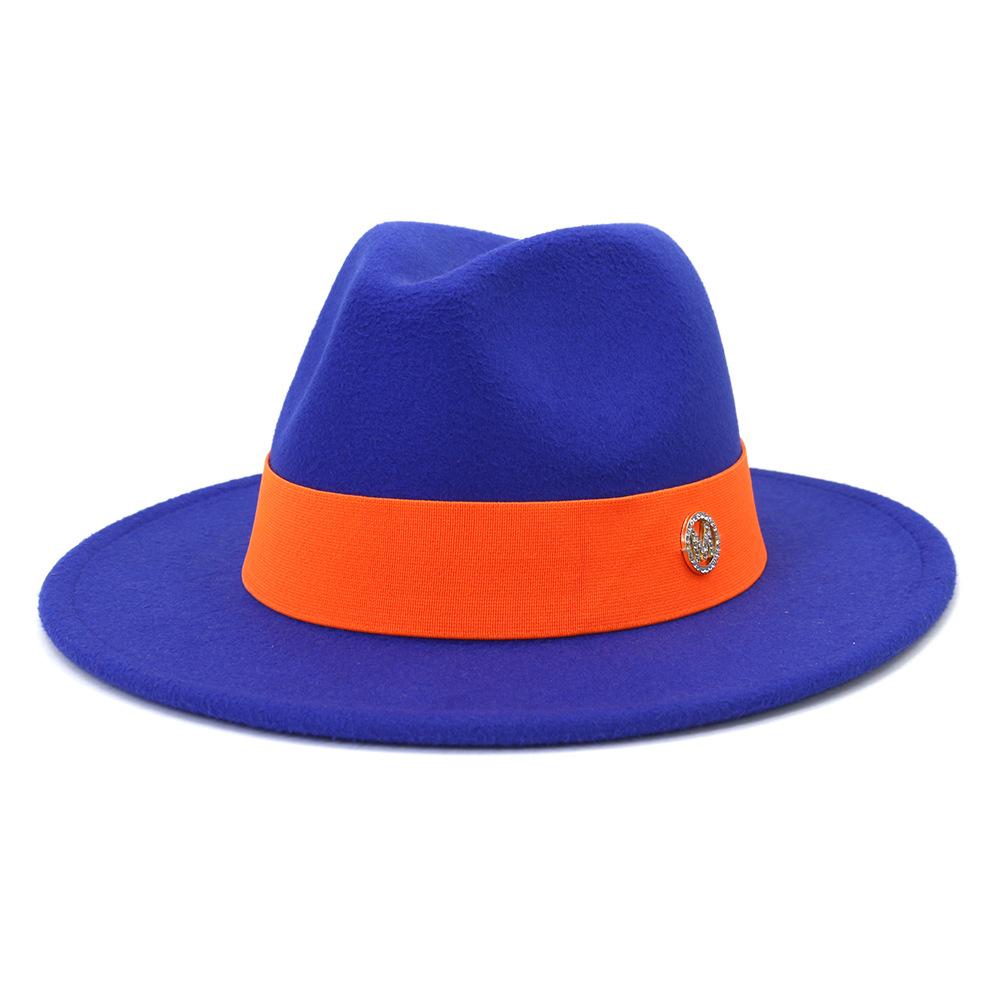 Formal Wide Brim Felt Fedora Hat Wool Ladies Party Wedding Church Hat M Letter Ribbon Panama Sombrero Jazz Cap
