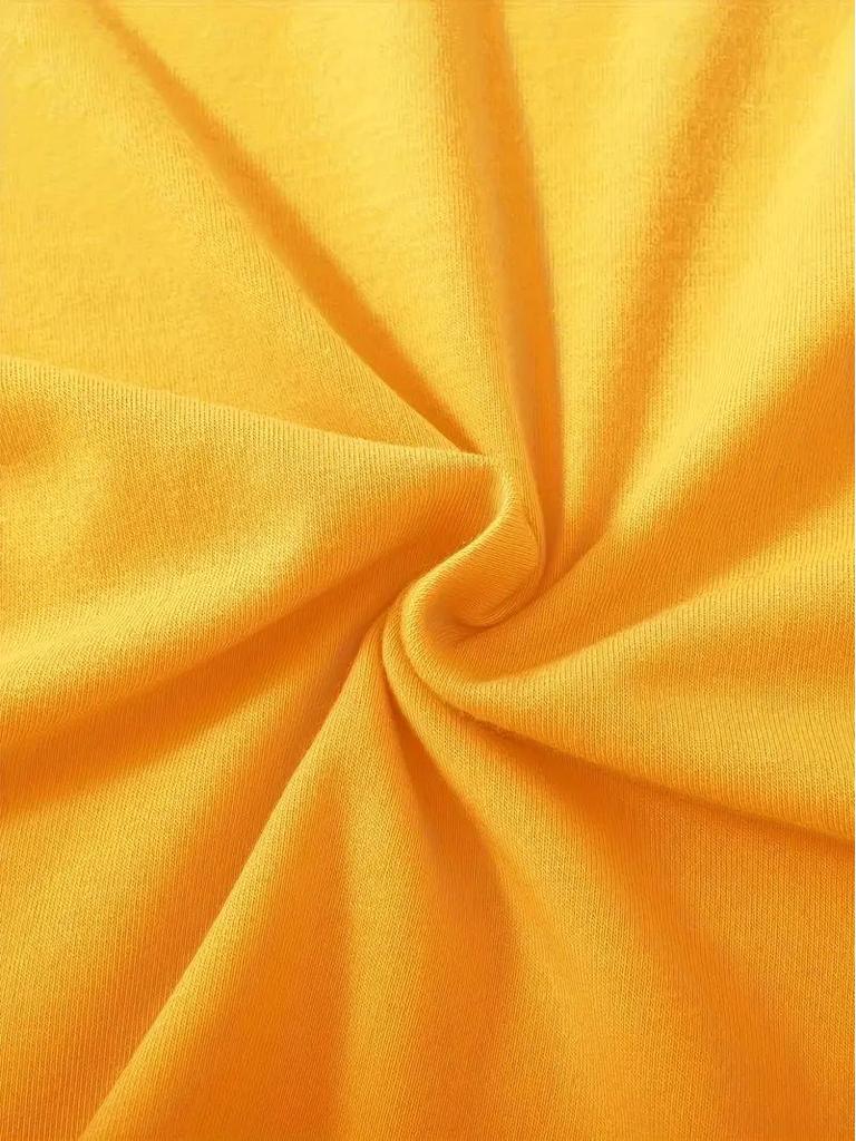 European and American Women's Yellow Short-Sleeved Top with Picture Design