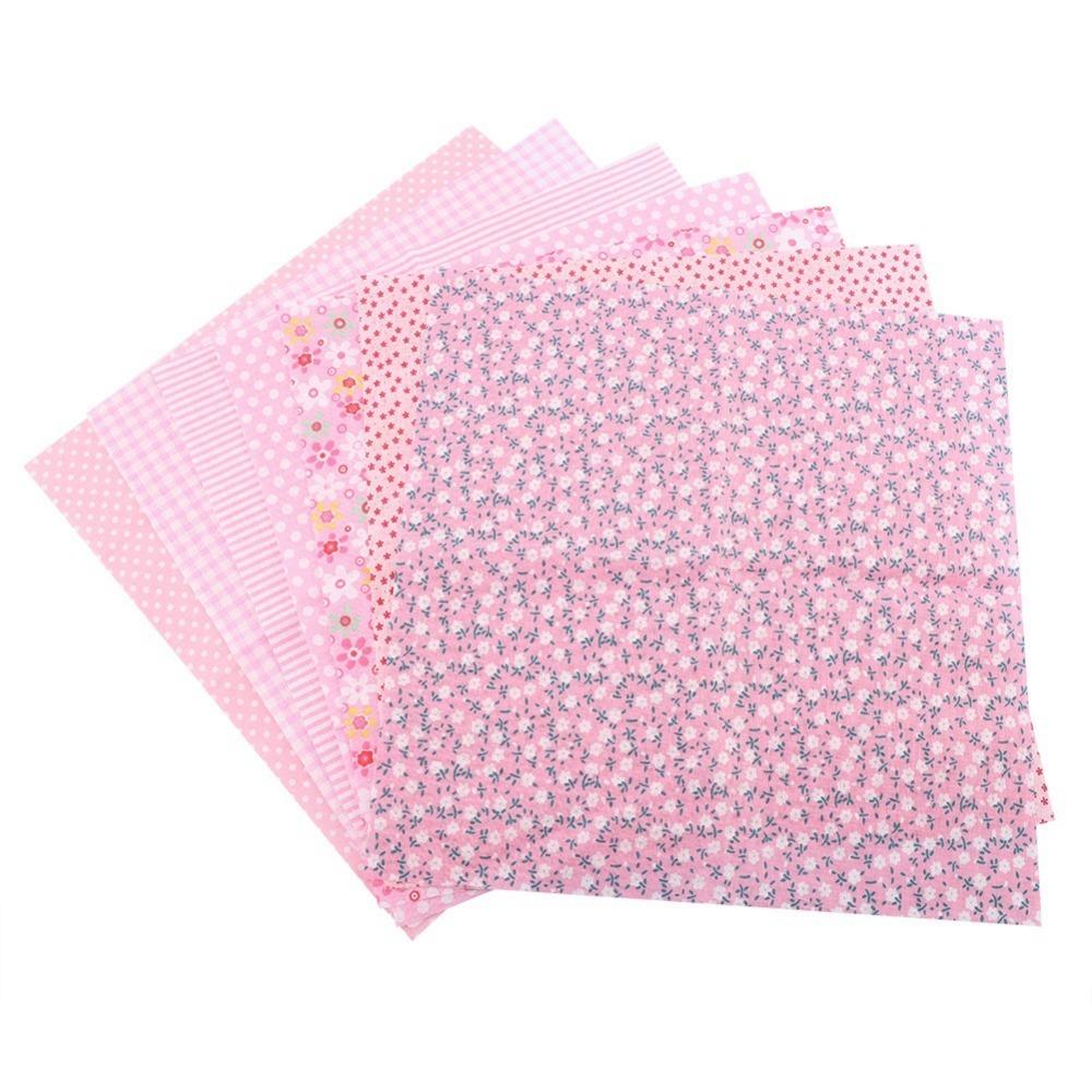 7Pcs Cotton 7 Styles Pink Floral Precut Cotton Squares Dorm Decorative Bedding Making