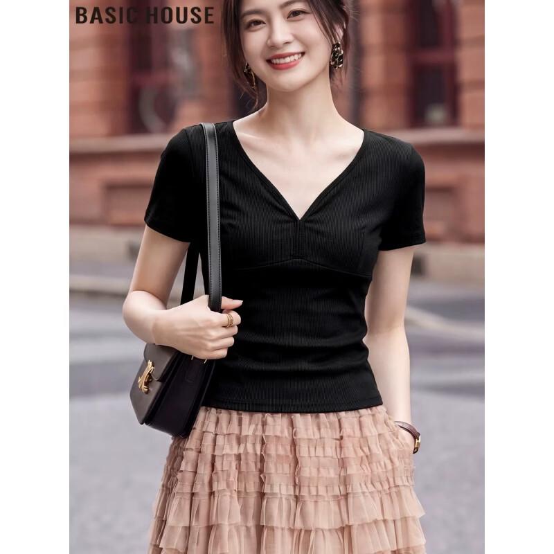Basic House Women s V-Neck Short Sleeve T-Shirt M