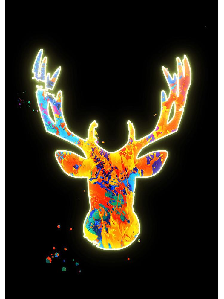 Neon-Design, niedliche Tiere, Poster, Leinwandgemälde, Flamingo, Hirsch, Giraffe, Katzen, Wand-Kunstdruck an der Wand, modernes Kinderzimmer-Dekor