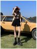 Women's High-Waist Denim Shorts - Rolled Hem, Double Button, A-line, Summer Wide Leg
