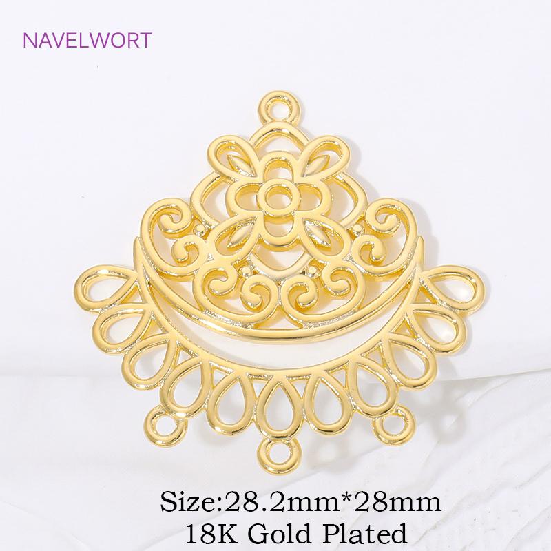 

28mm*28.2mm Brass Connector Charm 18K Gold Plated Connectors For Jewelry Findings,Connector For Beads,DIY Earrings Accessories 1 piece