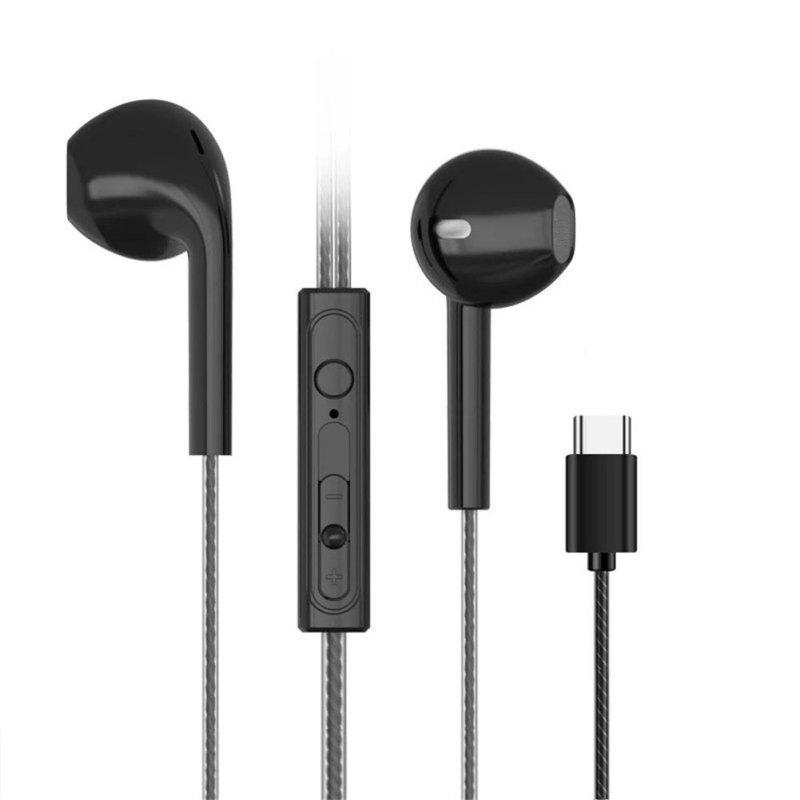 Type-c In-ear Mobile Wire Control Headset Bass Stereo Music Earphones Sports Earbuds With Microphone
