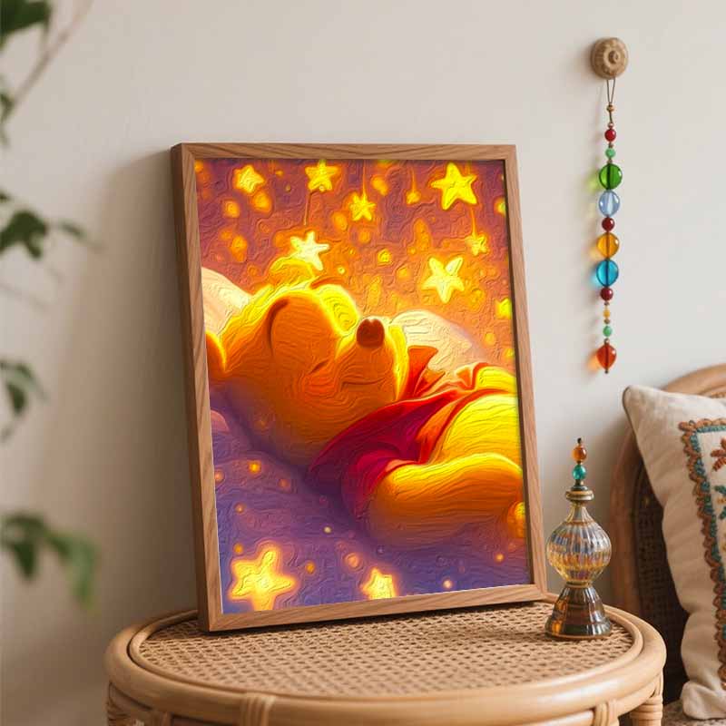 Disney Winnie the Pooh Star Night Oil Painting Art Handmade Diy Painting Home Decoration Gift