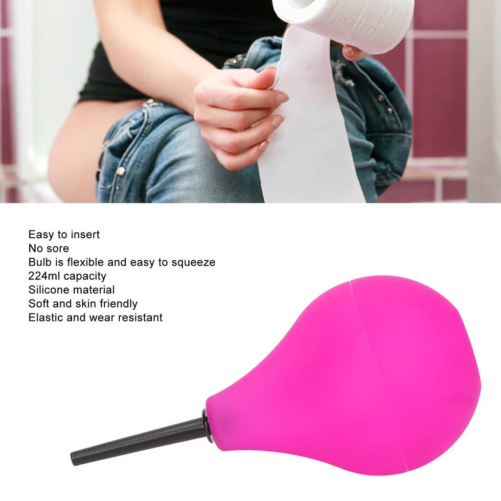 Pera de Enema de Silicone Profissional Roxo Macio Flexível Limpeza Anal Chuveiro Íntimo para Homens Mulheres 224ml