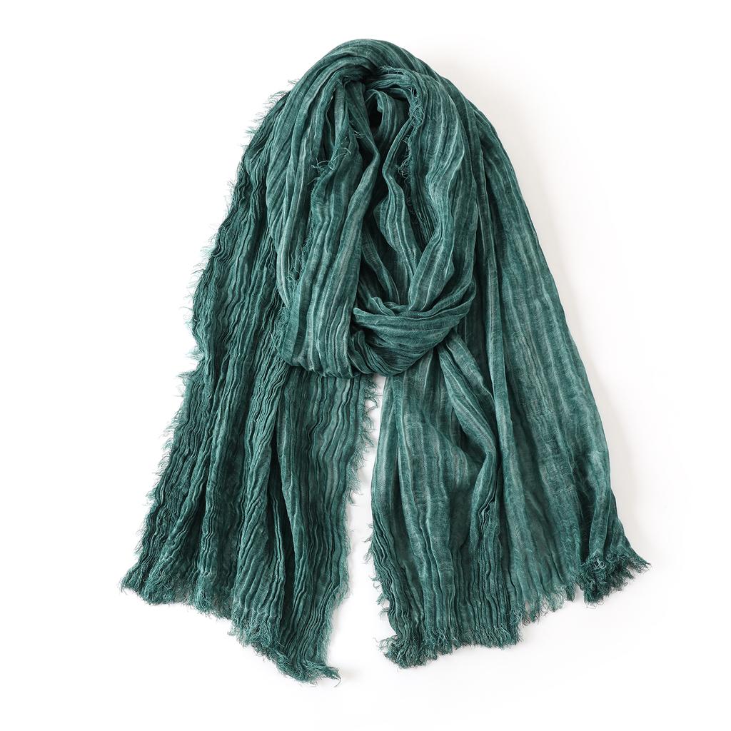 Fashion Crinkle Cotton Linen Scarf For Men Women Soft Warm Pashmina Short Tassel Scarves Male Accessories Bufandas Shawls