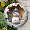 Christmas Wooden Sign with Snowman Pattern - Navidad Round Sign for Front Door, Wall Hanging Decor - Ideal Christmas Decoration
