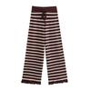 Fashion Wind New Fall Women's Clothing Stripes Contrast Color Straight-leg Fringed Burr Knitting Wool Pants 4 Colors