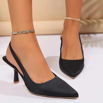 Trendy High Heel Sandals 2024 Summer New Collection Solid Color Versatile Pointed Daily Strap Women's Sandals Zapatos De Mujer