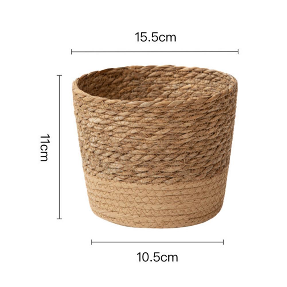 Diameter 15.5cm, Height 11cm Handwoven Plant Basket Leak-Proof Basket Fresh Greenery Display Natural Grass Material