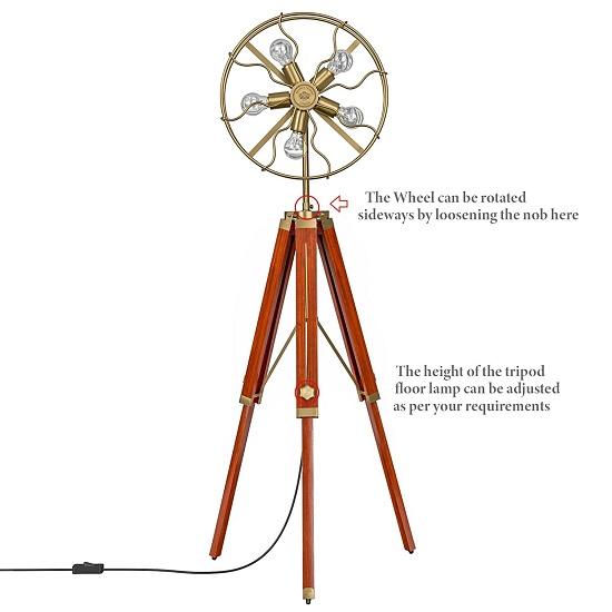 5 Holder Antique Floor Industrial Vintage Floor Fan Lamp Studio Spot Lamp Move Light, Theater Light, Studio Light, Home Décor Floor Lamp