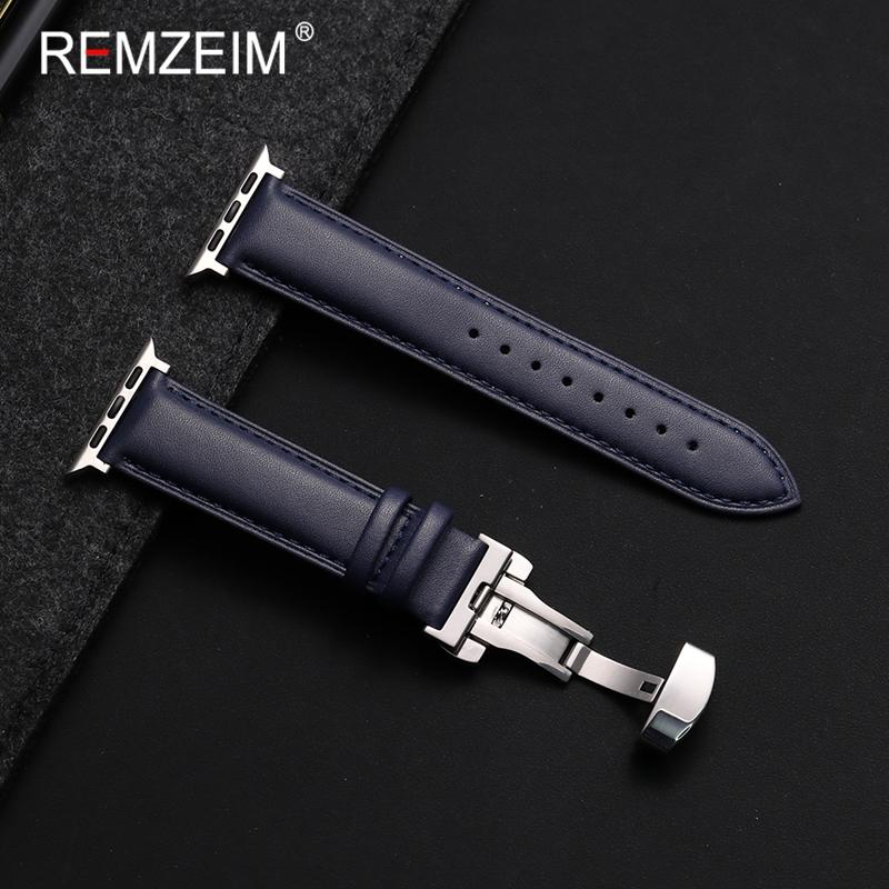 

Браслет из телячьей кожи для Apple Watch Ultra SE 10 9 8 7 6 5 4 Ремешок с застежкой-бабочкой 38/40/41/42/44/45/46/49 мм Ремешок для запястья 42 44 45 49 S10-46MM синий