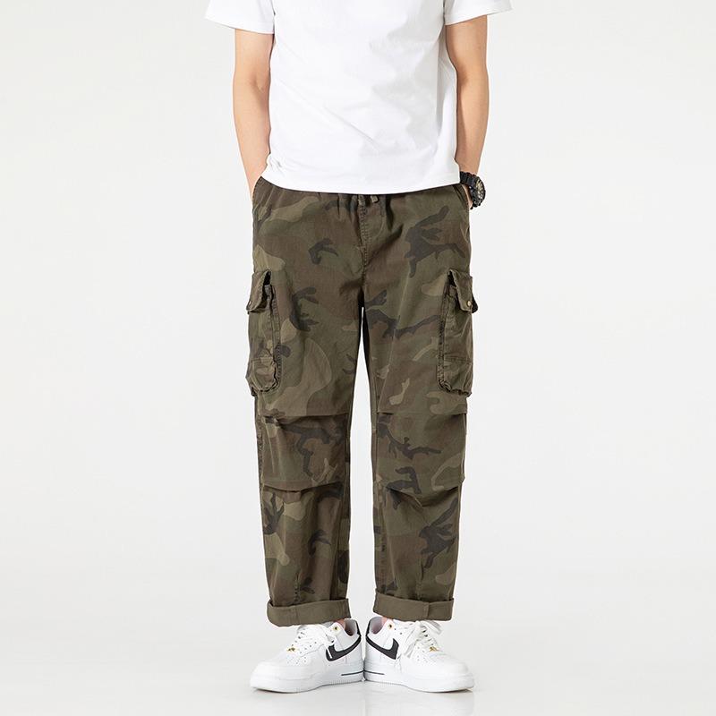 

Camouflage overalls new trendy brand men s high-end pants retro loose casual men s trousers camouflage pants XXXL