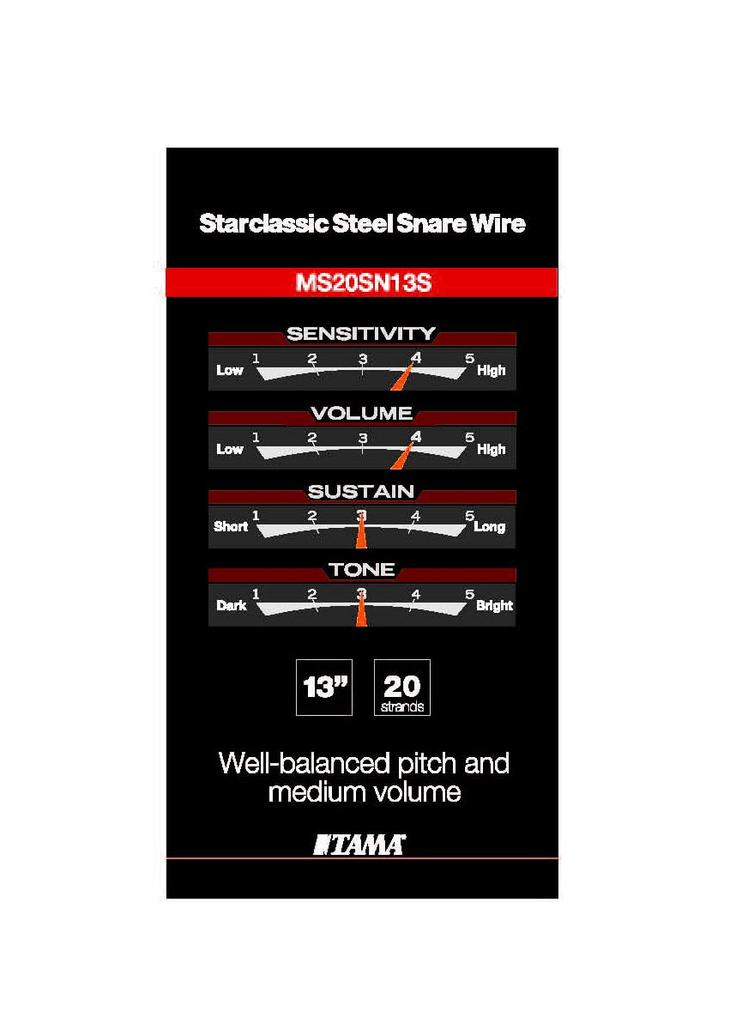 TAMA Starclassic Carbon Snapper, 20 strands, 13" inner surface, MS20SN13S