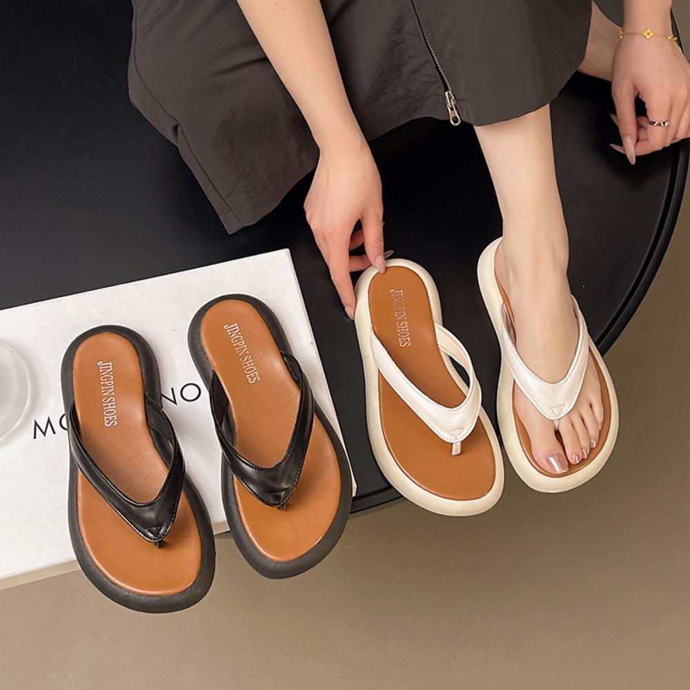 Fashion Thong Platform Flip Flops for Women Summer 2025 Clip Toe Soft Sole Cloud Slippers Woman Thick Bottom Non Slip Beach Sandals