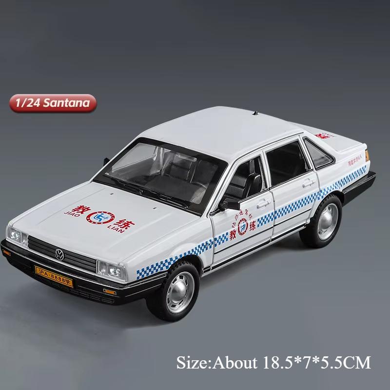 

1:24 Santana Diecast Toys Models Alloy Police Cars 6 Doors Opened Sound Light Pull Back Vehices Collectibles Kids Festival Gifts