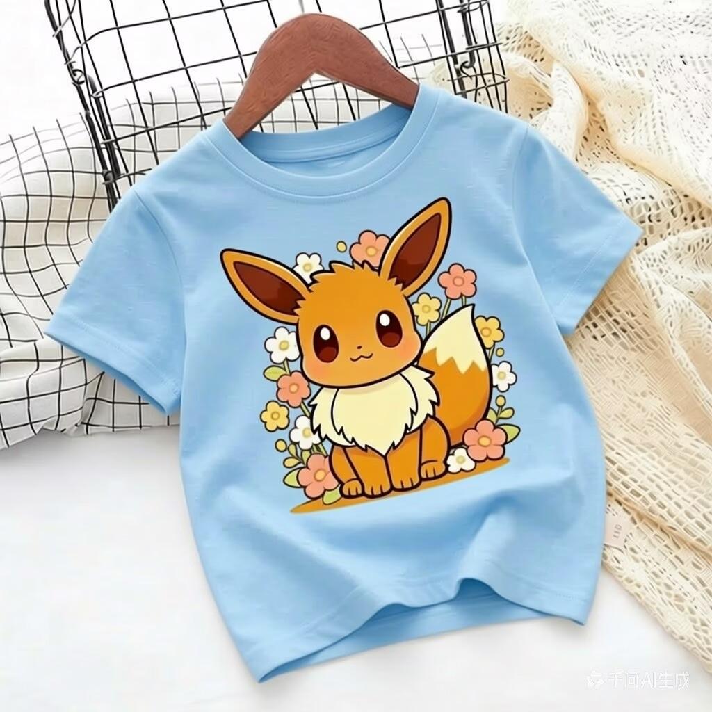 Children's Pure Cotton T-shirt with Pokémon Jigglypuff Design, Suitable for Summer 2026, Loose-fitting Top for Girls, Y2K Style.