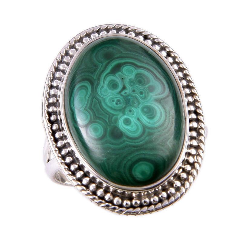 Piedra Preciosa Malaquita Natural Plata de Ley Sólida 925 Joyería Anillo Talla 8 l4T55