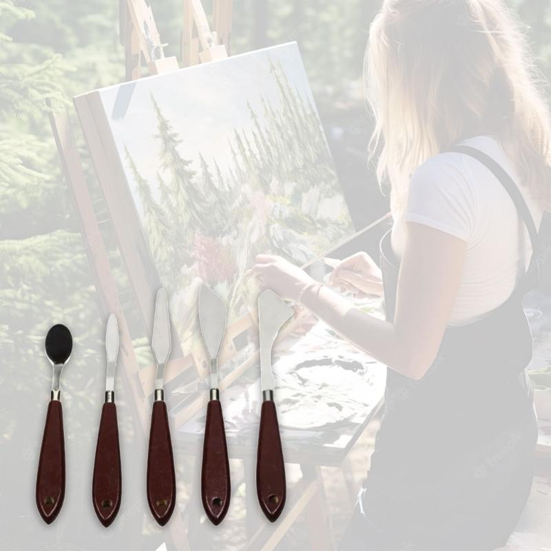5 Pcs Painting Spatula Set Palette Scraper Set Painting Mixing Scraper Painting Tool for Watercolour Oil Painting