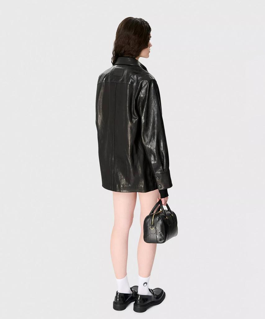 MARINE SERRE (U) Glossy Moon Leather Long Sleeve Shirt Black Glossy Moon Leather Ls Shirt Bk99 Black