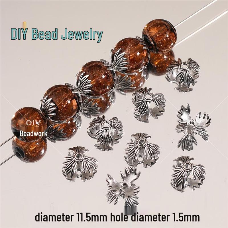 Tibetan Antique Silver Flower Spacer Beads Pendant for DIY Jewelry