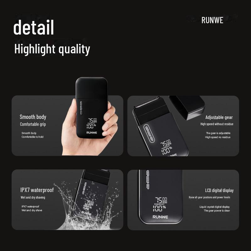 Langwei Electric Shaver 760: Dual-Blade Razor with Digital Display, Adjustable Speed, and Whitening for Bald Heads