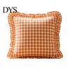 Quadratischer Schlafsofa-Deko-Rüschen-Kissenbezug, Baumwoll-Karomuster-Hülle mit Rüschenrand, 18x18 Unifarbene Kissen Zoll 20x12 Dekorative Hülle für