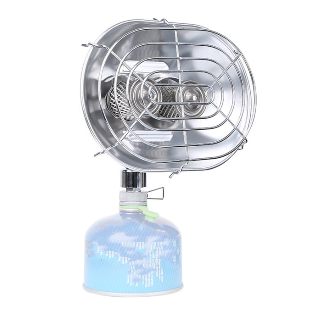 BRS H22 1PCS Stainless Steel Silver Butane Gas Stove Double Head Portable Heater for Outdoor Camping Night Fishing
