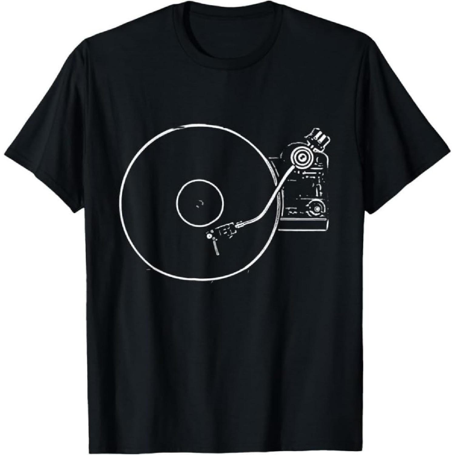 

YeadamFission Vinyl Record Player T-Shirt - Black Cotton Tee with Retro Turntable Graphic for Music Lovers S чёрный