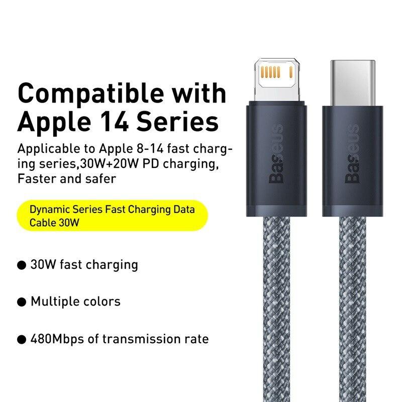 Baseus USB C Cable For IPhone 14 13 12 11 Pro Max XS 20W 30W Fast Charging Cable Type C To Lighting Date Wire For iPad Macbook