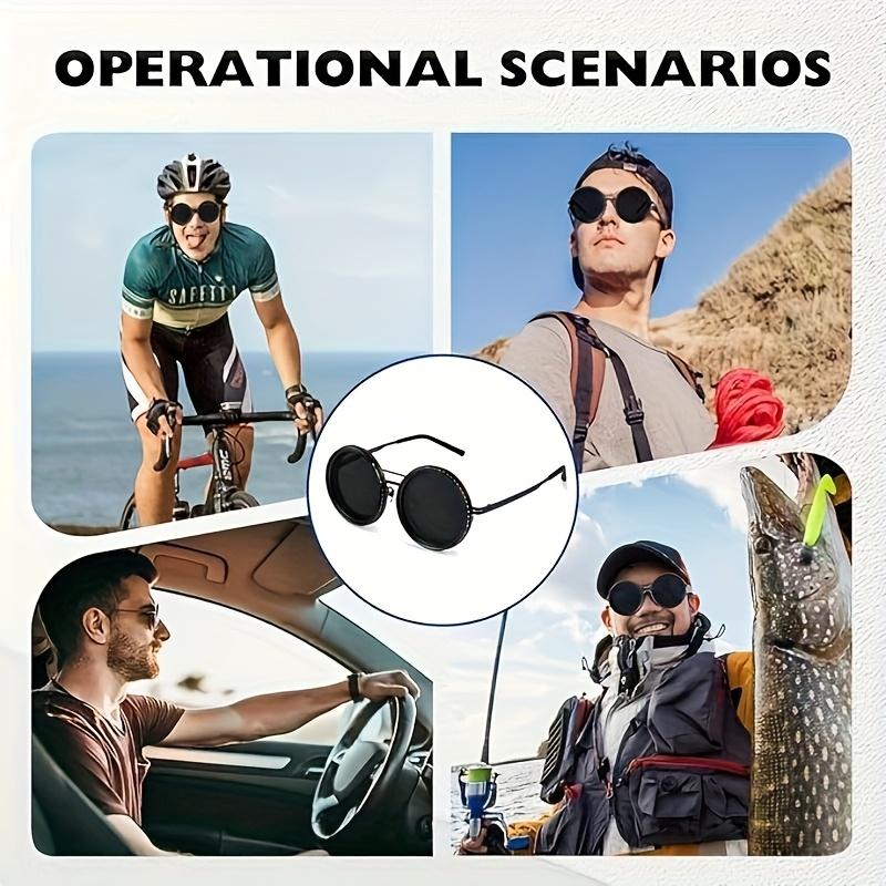 ND2-400 9 Level Manual Adjustable Dimming Polarized Sunglasses Men Women Fishing Punk Round Glasses Driving Eyeglasses ND Filter