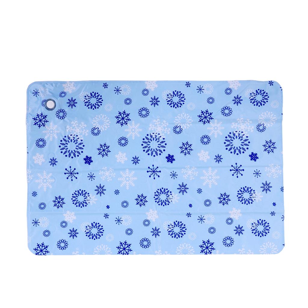 Pet Cooling Pad Reusable Water Filled Summer Heat Dissipation Mat for Dogs Cats 60x90cm Sky Blue Snowflake Pattern