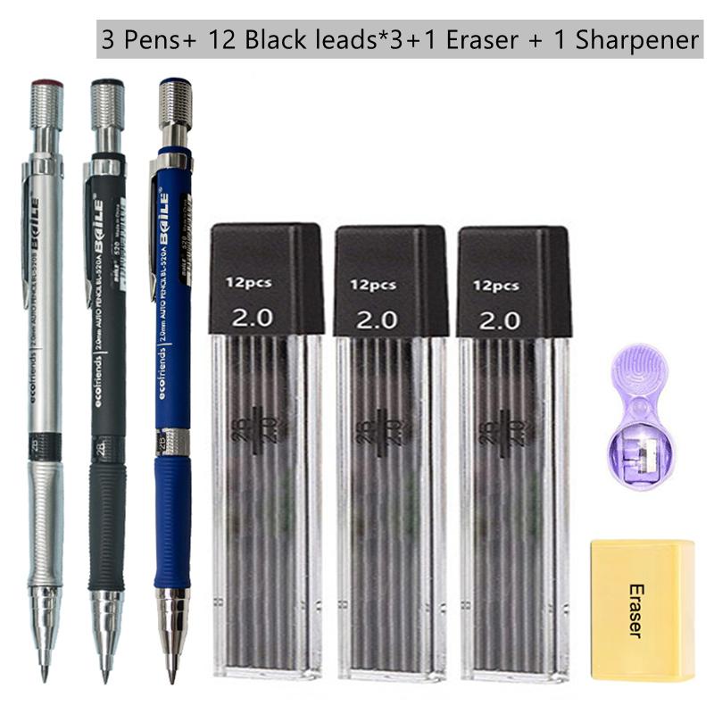 2.0mm Mechanical Pencil Art Drawing Design Automatic Pencil 2B Black/Color Lead Refill Writing Student Office & School Supplies