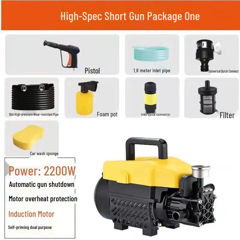 220V Portable High-Pressure Automatic Car Washer with Brush and Water Gun