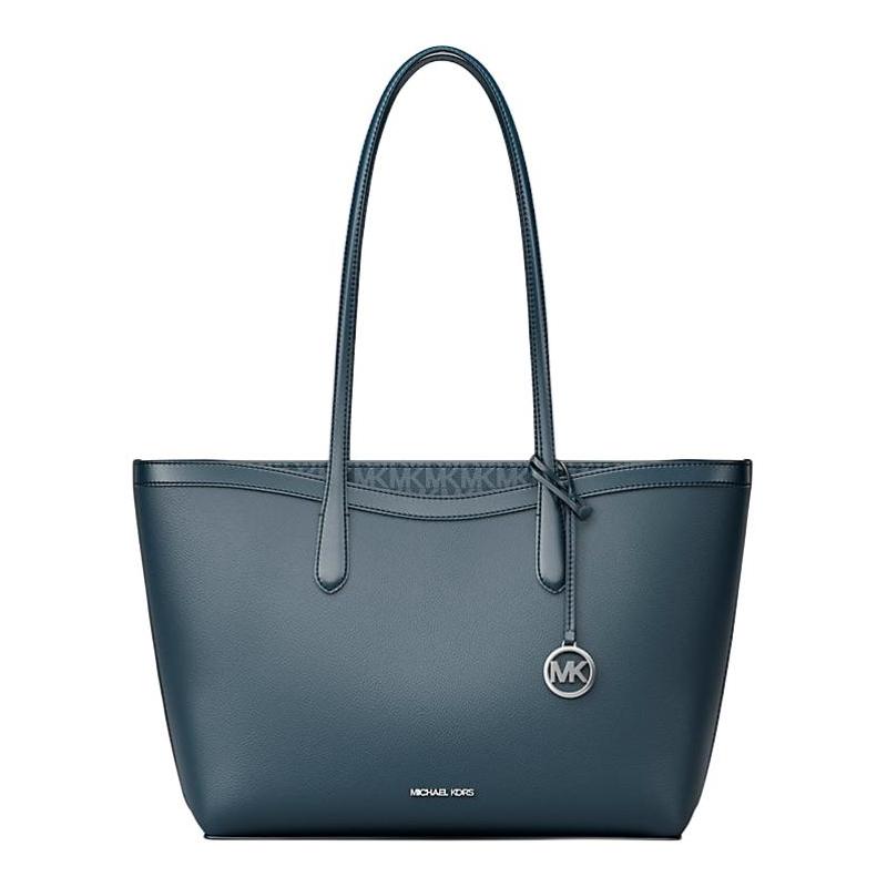 MICHAEL KORS Arden Silver Hardware Zipper Closure Pebbled Leather Tote Bag Tote Bag Shopping Bag Shoulder Bag Large Women s Dark Blue синий