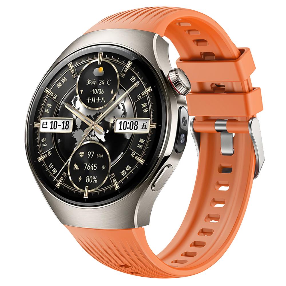

For Huawei Watch 5 46mm Silicone Watch Band Vertical Stripes Wrist Strap Yellow