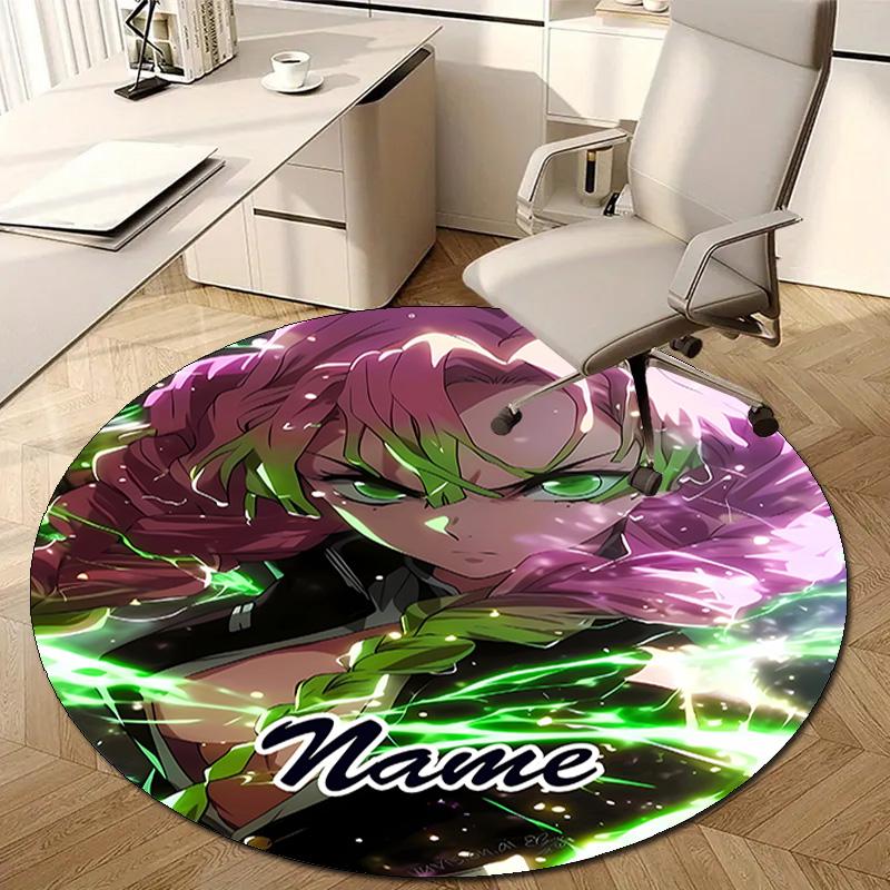 Personalized Demon Slayer Round Chair Office Rug - Perfect for Mat, Office Chair & More - Ideal Gift for Birthdays and Holidays