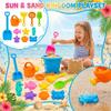 Beach Toy Set for Kids with Bucket Shovels Rake Watering Can Sand Molds and Sieve for Outdoor Sand Play Water Activities