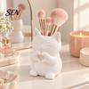Small Animal Figurine 3D Printed Cute Cat Pen Holder, Decorative Desktop Stationery Organizer for Pencils and Office Supplies Makeup Brushes,