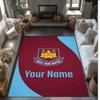 West Ham United FC Bedruckter Kristall-Samtteppich Rutschfester Kristall-Samtteppich Für Sofa Schlafzimmer Innenbereich Heimdekoration