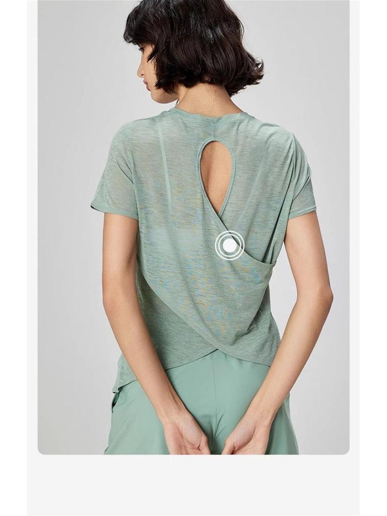 ALO Yoga Noord-Amerika Korte Mouw Mesh Losse Pasvorm Yoga Shirt.