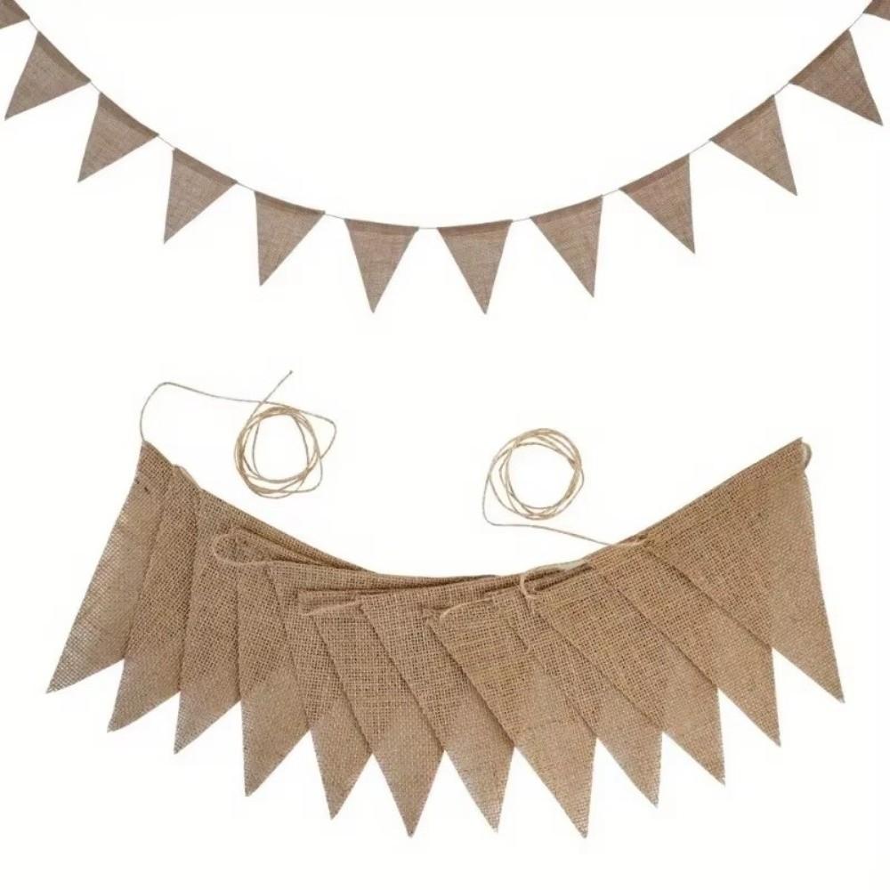Multicolor Birthday Linen Banner Hanging Photo Prop Banners Vintage Pennant Flags  Carnival Garland