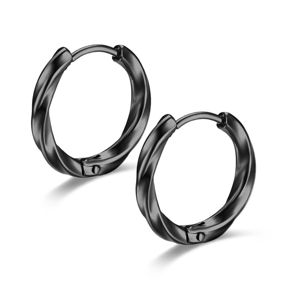 Möbius Men's Korean Style Stainless Steel Hoop Earrings